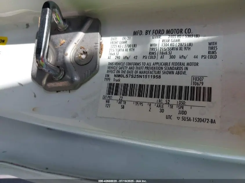 2022 FORD TRANSIT CONNECT XL CARGO VAN