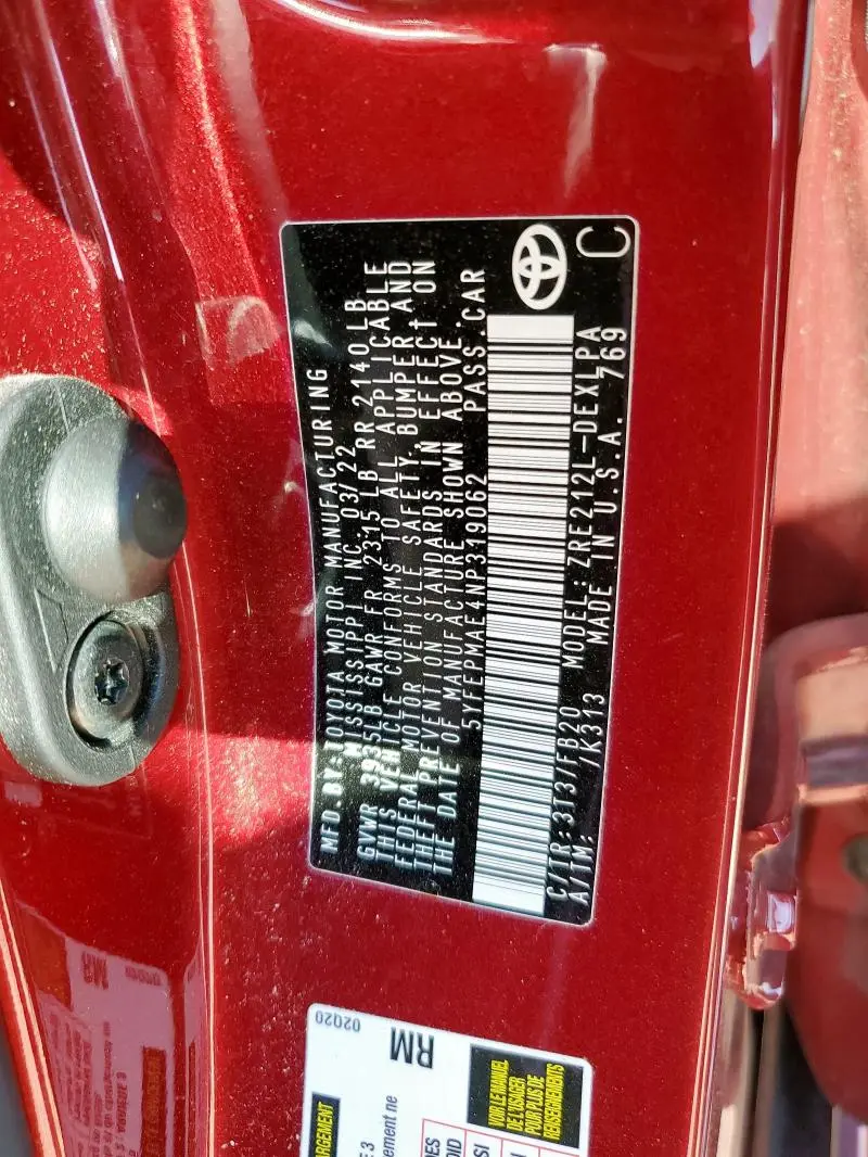 2022 TOYOTA COROLLA LE  