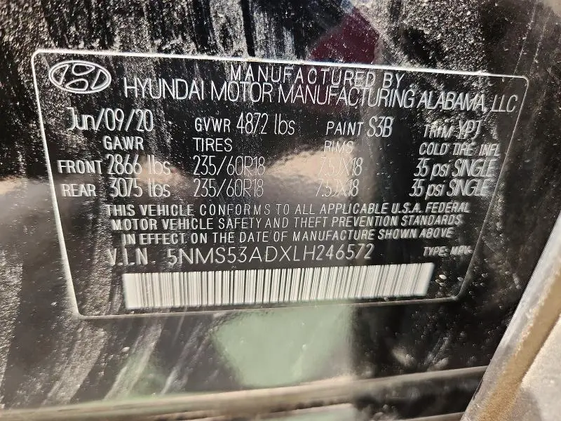 2020 HYUNDAI SANTA FE   