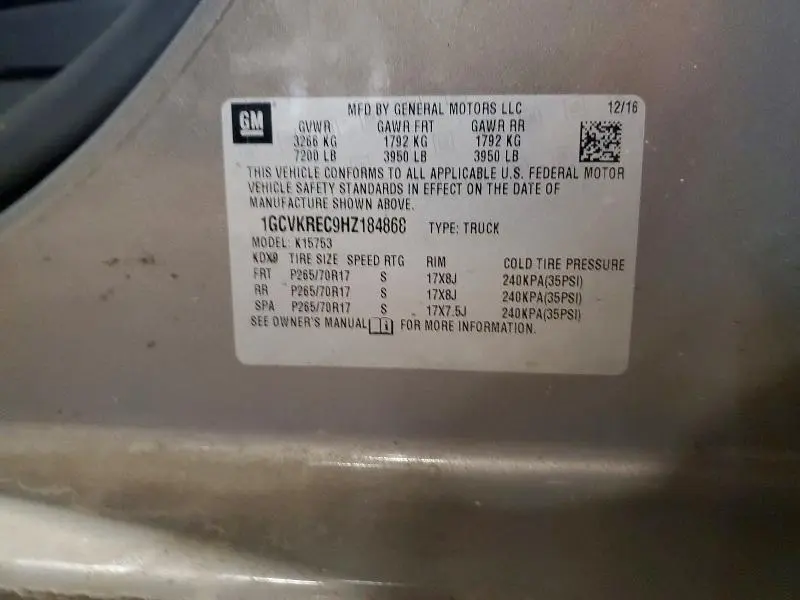 2017 CHEVROLET SILVERADO K1500 LT  