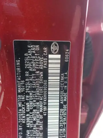 2017 TOYOTA CAMRY LE  