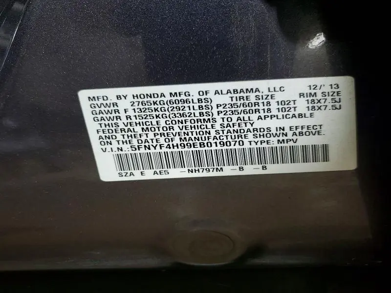 2014 HONDA PILOT TOURING  
