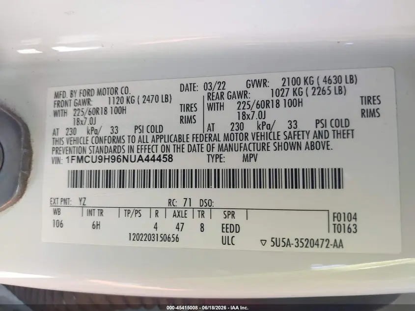 2022 FORD ESCAPE SEL