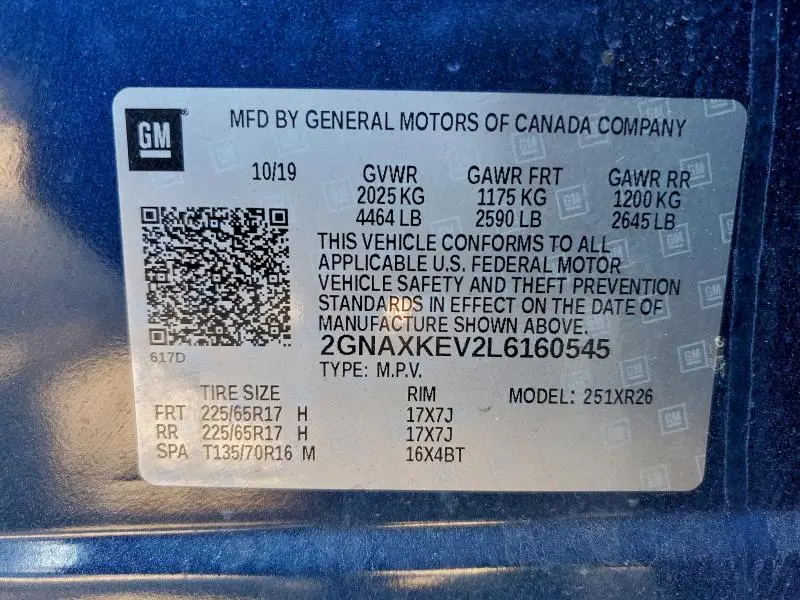 2020 CHEVROLET EQUINOX LT  