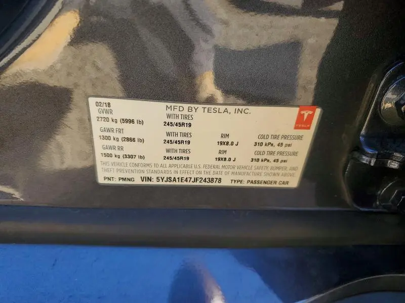 2018 TESLA MODEL S   