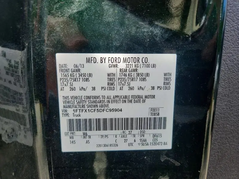 2013 FORD F150 SUPER CAB  