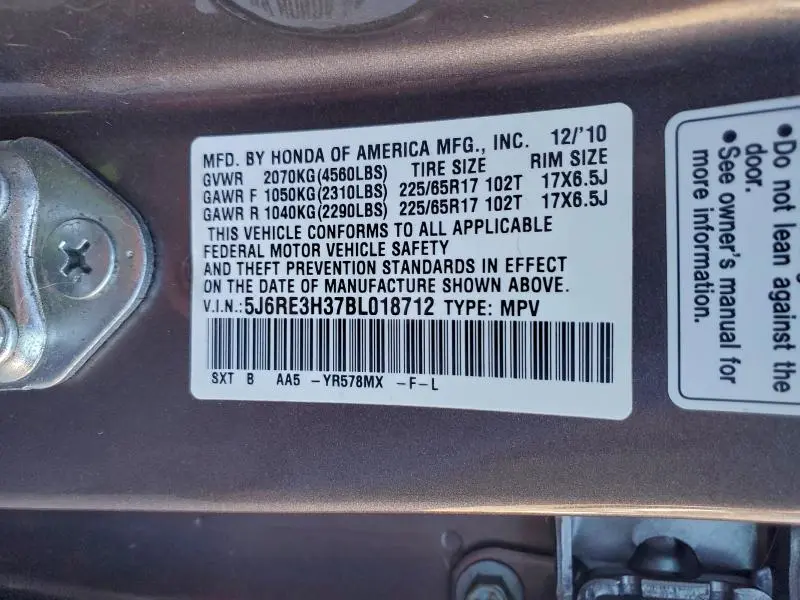 2011 HONDA CR-V LX  