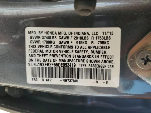 2013 HONDA CIVIC LX  