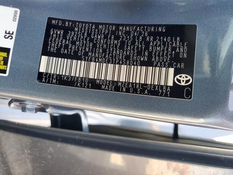 2026 TOYOTA COROLLA LE  