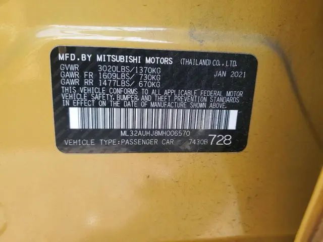 2021 MITSUBISHI MIRAGE ES  