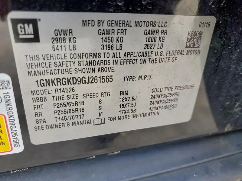 2016 CHEVROLET TRAVERSE LT  