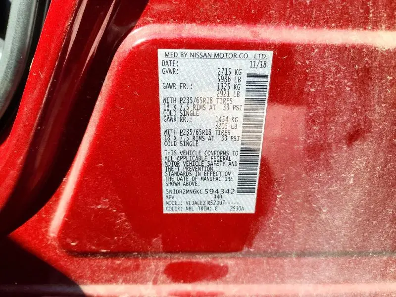 2019 NISSAN PATHFINDER SV  