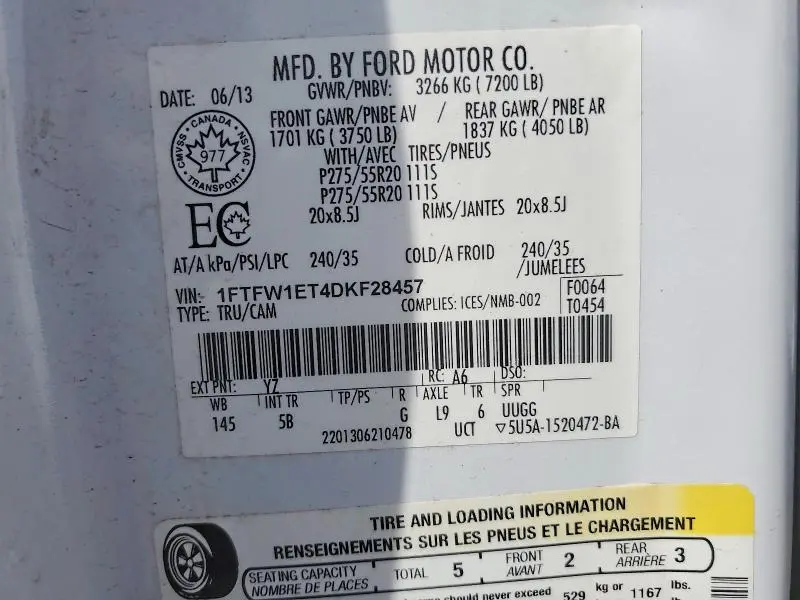 2013 FORD F150 SUPERCREW  