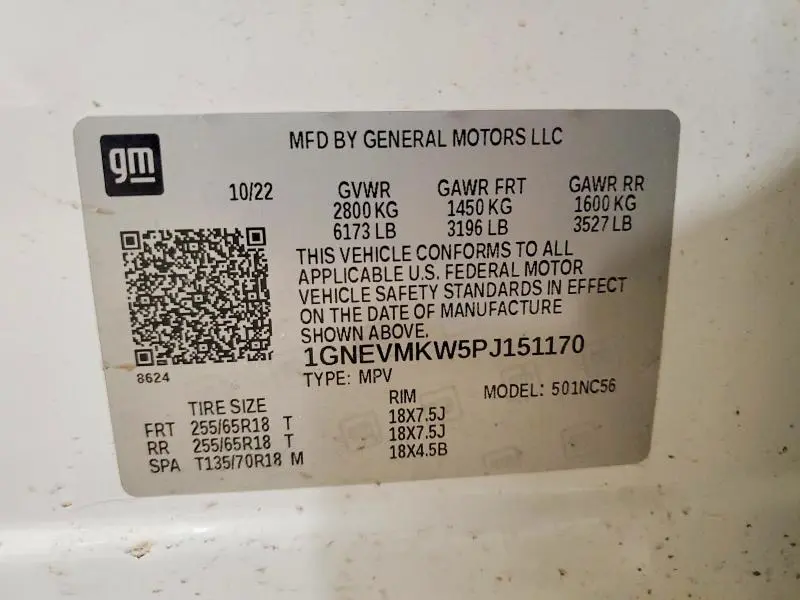 2023 CHEVROLET TRAVERSE LT  