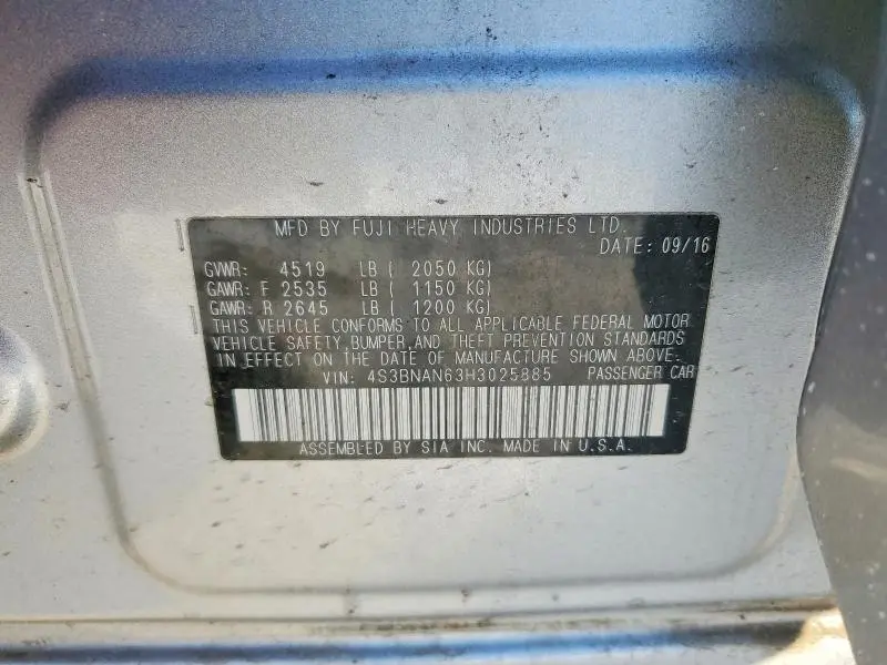 2017 SUBARU LEGACY 2.5I LIMITED  