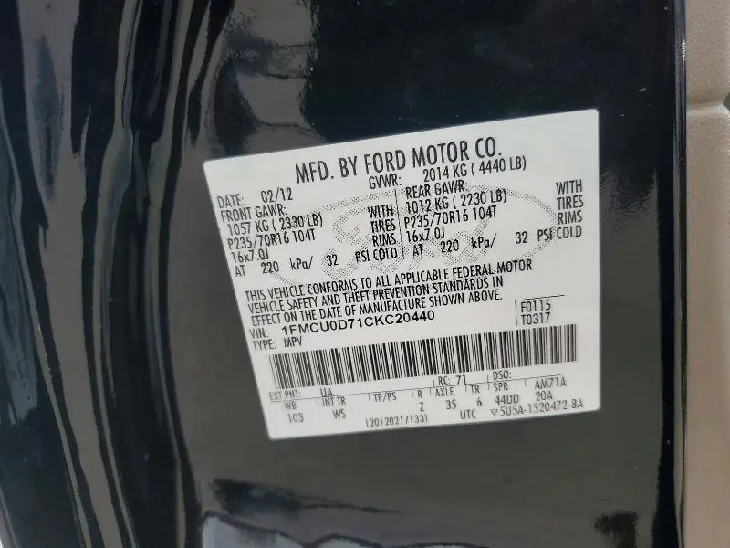 2012 FORD ESCAPE XLT  