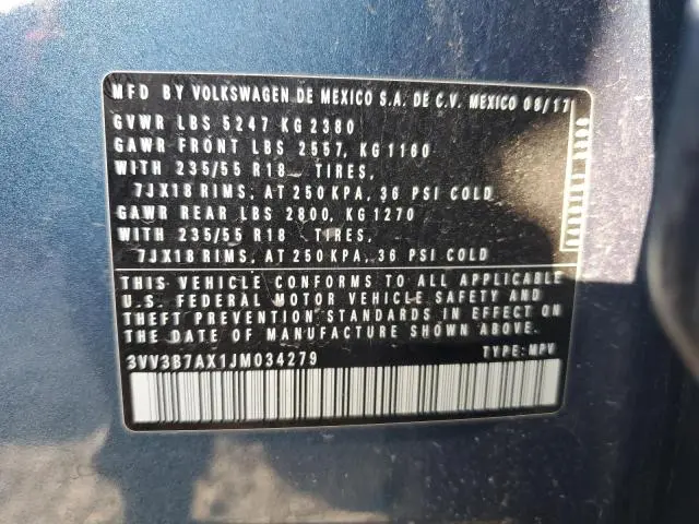 2018 VOLKSWAGEN TIGUAN SE  