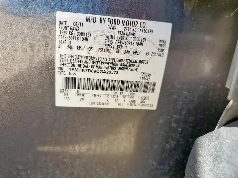 2012 FORD EXPLORER XLT  