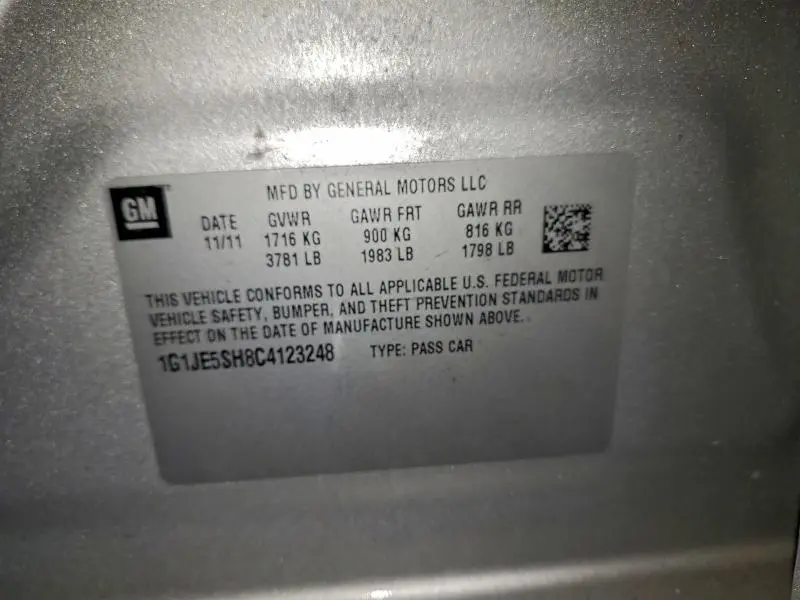 2012 CHEVROLET SONIC LTZ  