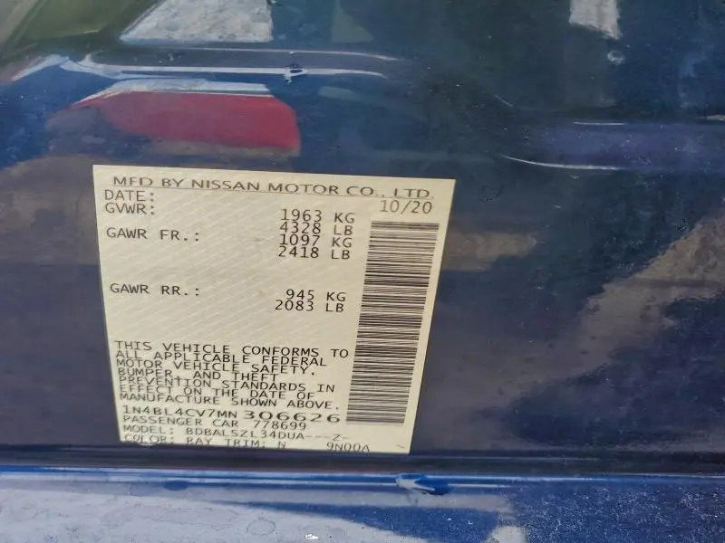 2021 NISSAN ALTIMA SR  