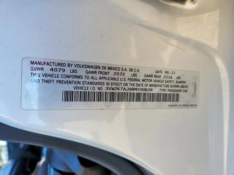 2011 VOLKSWAGEN JETTA BASE  
