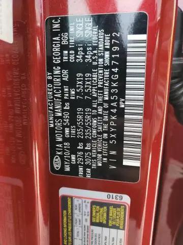 2019 KIA SORENTO SX V6  