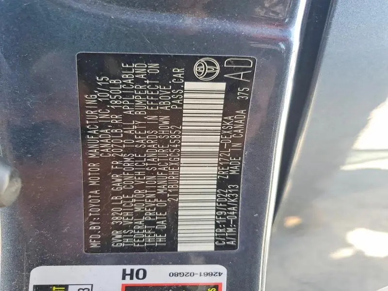 2016 TOYOTA COROLLA S PLUS  