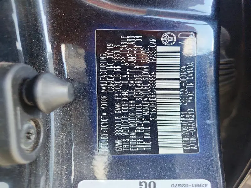 2019 TOYOTA COROLLA LE  