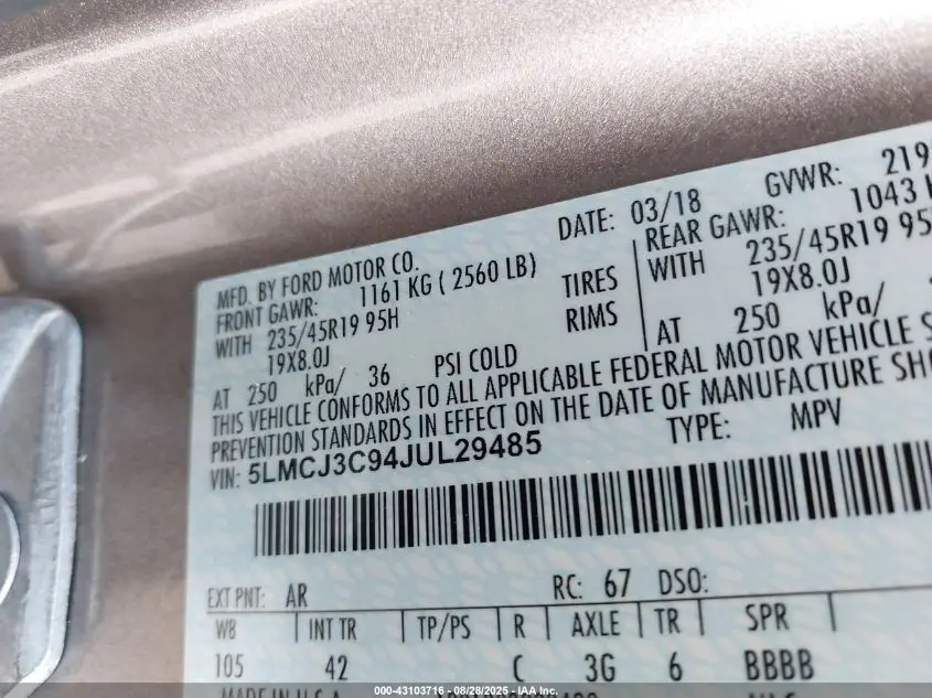 2018 LINCOLN MKC RESERVE