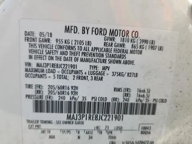 2018 FORD ECOSPORT S  