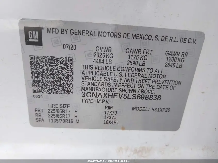 2020 CHEVROLET EQUINOX FWD LS