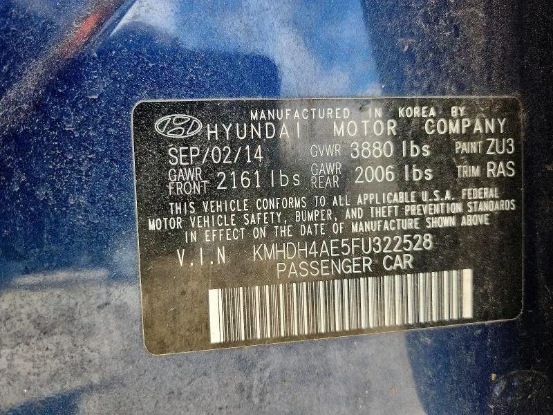 2015 HYUNDAI ELANTRA GT   