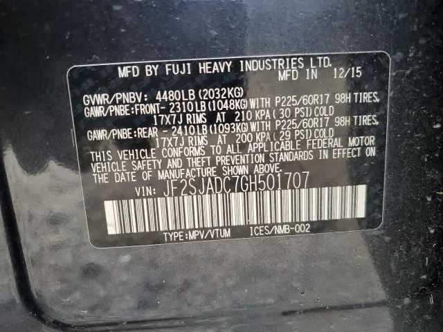 2016 SUBARU FORESTER 2.5I PREMIUM  