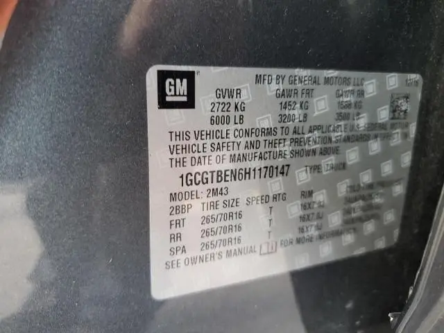 2017 CHEVROLET COLORADO   