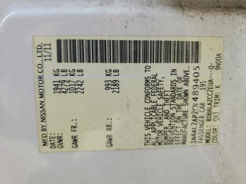 2012 NISSAN ALTIMA 2.5  