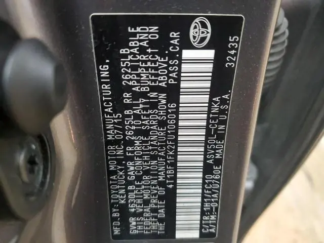 2015 TOYOTA CAMRY LE  