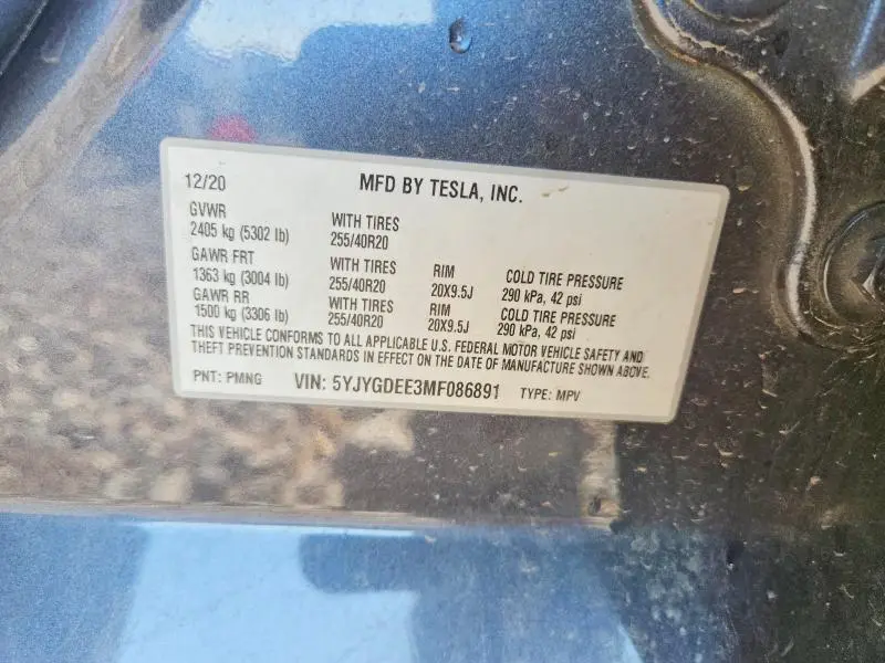 2021 TESLA MODEL Y   