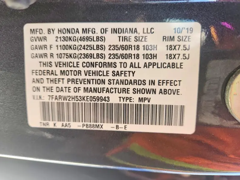 2019 HONDA CR-V EX  