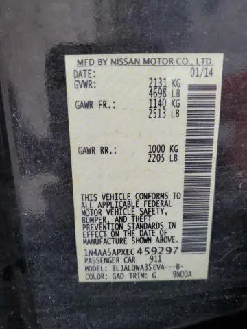 2014 NISSAN MAXIMA S  