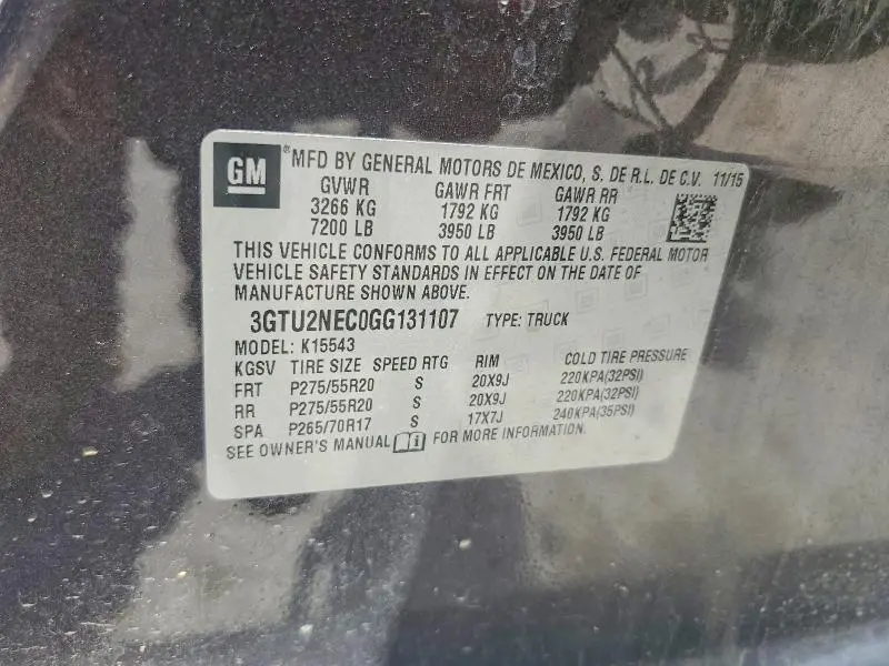 2016 GMC SIERRA K1500 SLT  
