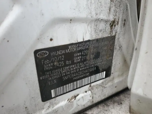 2012 HYUNDAI SONATA GLS  