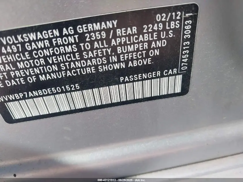 2013 VOLKSWAGEN CC 2.0T SPORT PLUS