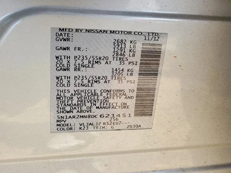 2013 NISSAN PATHFINDER S  