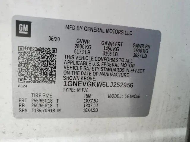 2020 CHEVROLET TRAVERSE LT  