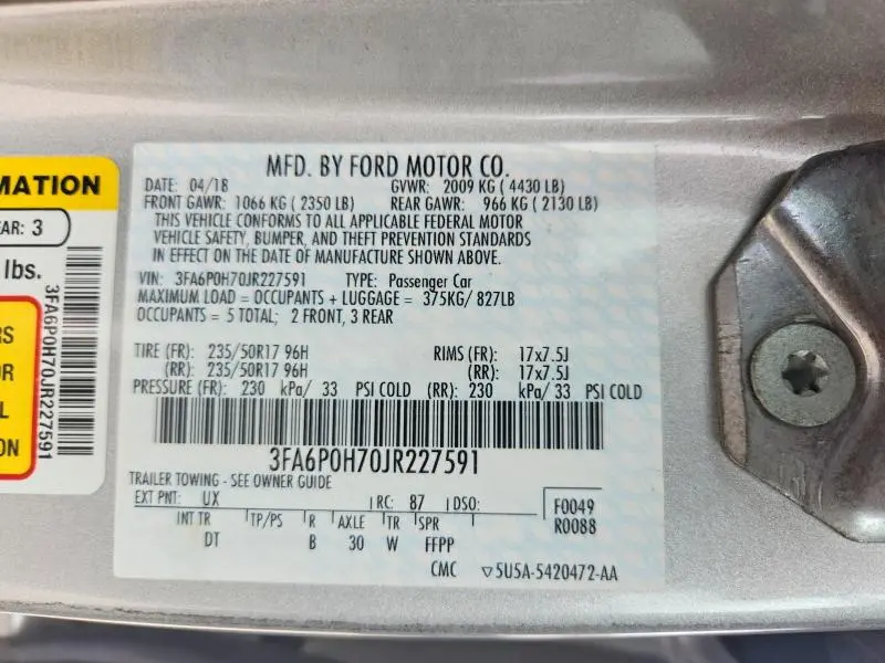 2018 FORD FUSION SE  
