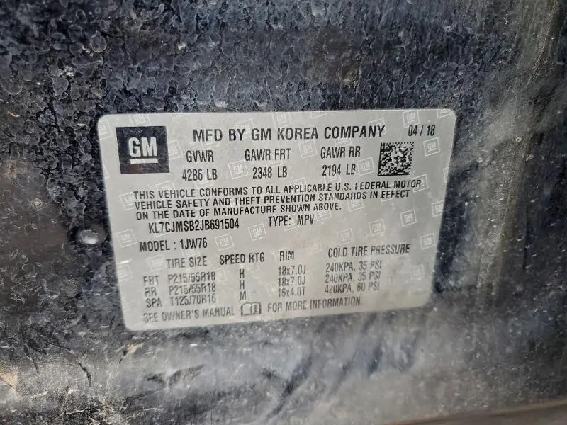 2018 CHEVROLET TRAX PREMIER  