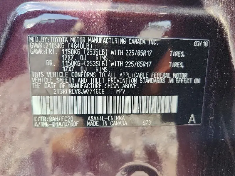2018 TOYOTA RAV4 XLE  