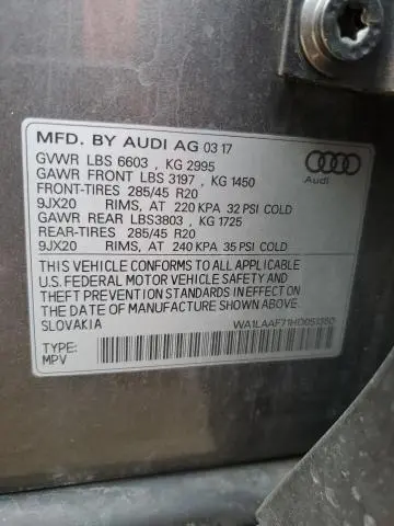 2017 AUDI Q7 PREMIUM PLUS  