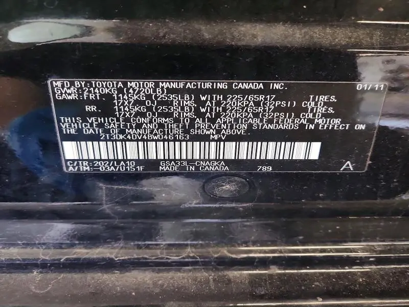 2011 TOYOTA RAV4 LIMITED  