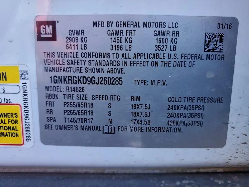 2016 CHEVROLET TRAVERSE LT  